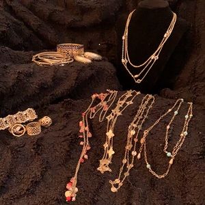 Lia Sophia Lot of Gold Tone Costume Jewelry